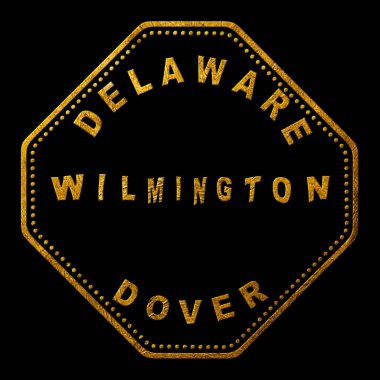 Delaware Wilmington Altın Tipografi Pul Tasarımı