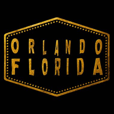 Florida Orlando Altın Typography Pul Tasarımı