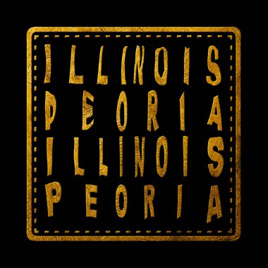 Illinois Peoria Altın Typography Pul Tasarımı