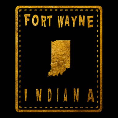 Indiana Fort Wayne Altın Typography Pul Tasarımı