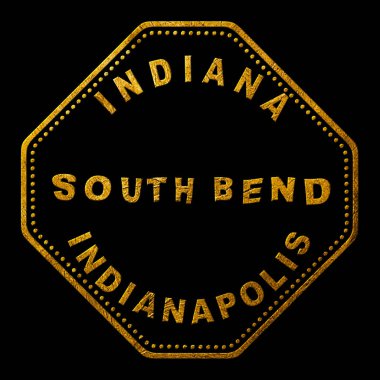 Indiana South Bend Altın Tipografi Damga Tasarımı