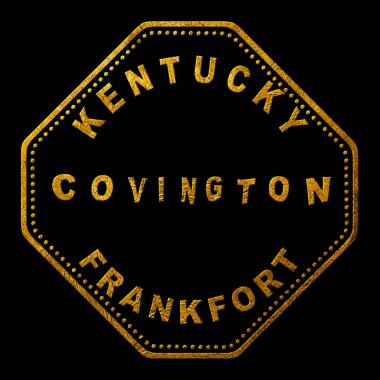Kentucky Covington Altın Typography Pul Tasarımı