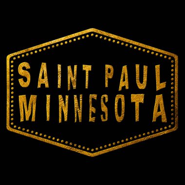 Minnesota Saint Paul Altın Typography Pul Tasarımı