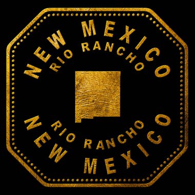 New Mexico Rio Rancho Altın Typography Pul Tasarımı