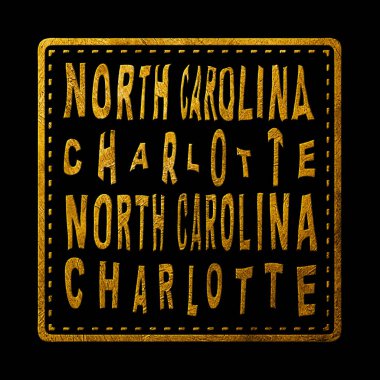 Kuzey Carolina Charlotte Altın Tipografi Pul Tasarımı