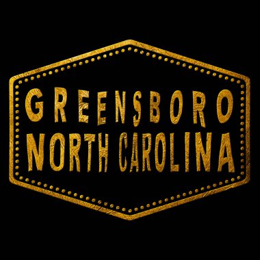 Kuzey Carolina Greensboro Altın Tipografi Pul Tasarımı