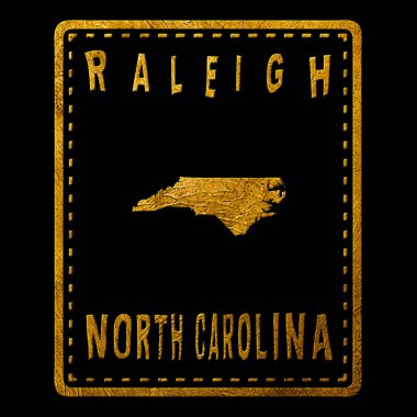 Kuzey Carolina Raleigh Altın Tipografi Pul Tasarımı
