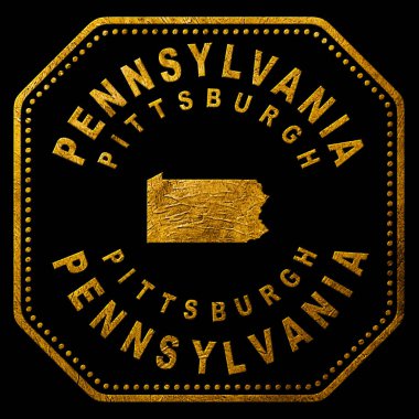 Pennsylvania Pittsburgh Altın Tipografi Pul Tasarımı