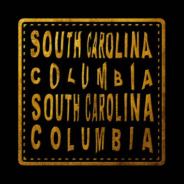 Güney Carolina Columbia Altın Tipografi Damga Tasarımı