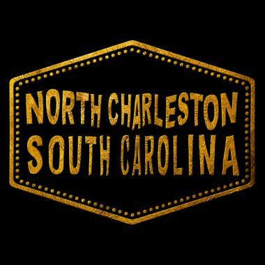 Güney Carolina Kuzey Charleston Altın Tipografi Pul Tasarımı