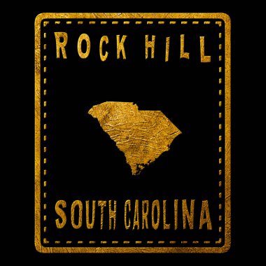 Güney Carolina Rock Hill Altın Tipografi Damga Tasarımı