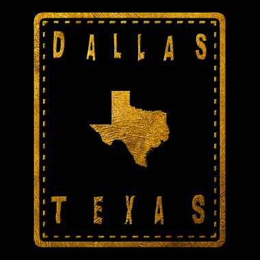 Teksas Dallas Altın Tipografi Damga Tasarımı