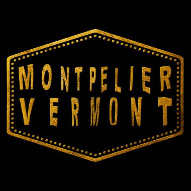 Vermont Montpelier Altın Typography Pul Tasarımı