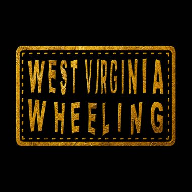 Batı Virginia Tekerlekli Altın Tipografi Damga Tasarımı