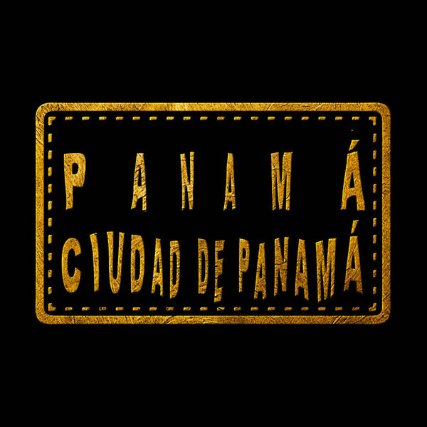 Panama Panama City Gold Typography Stamp Design