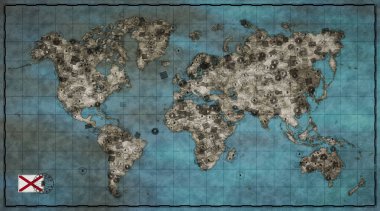 Alabama Tuscaloosa Vintage Dünya Haritası