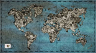 Illinois Peoria Vintage Dünya Haritası