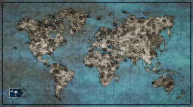 South Carolina Rock Hill Vintage Dünya Haritası