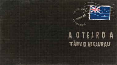 Yeni Zelanda Auckland Vintage Posta Zarfı, Posta Damgası