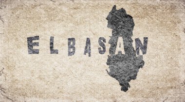 Arnavutluk Elbasan Retro Tipografi Haritası