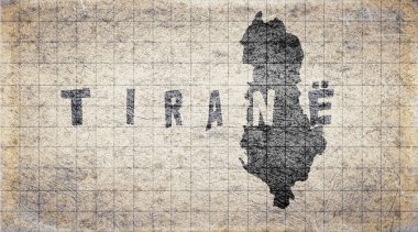 Arnavutluk Tiran Retro Tipografi Haritası
