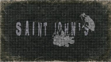 Antigua ve Barbuda Saint Johns Retro Typography Haritası