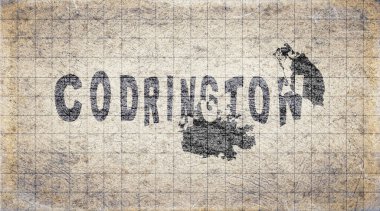 Antigua ve Barbuda Codrington Retro Typography Haritası