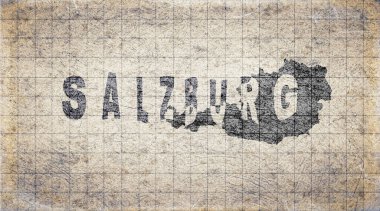 Avusturya Salzburg Retro Tipografi Haritası