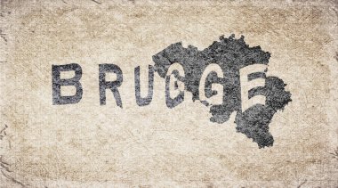 Belçika Bruges Retro Tipografi Haritası