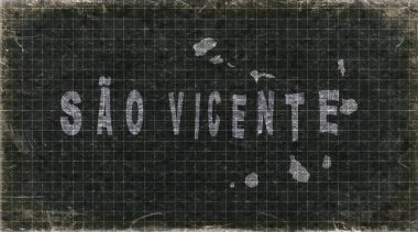 Cape Verde Sao Vicente Retro Tipografi Haritası