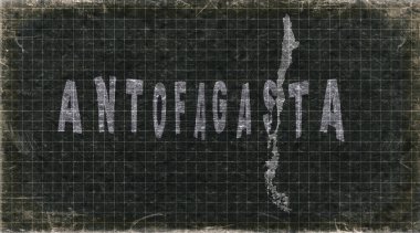 Şili Antofagasta Retro Tipografi Haritası