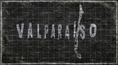 Şili Valparaiso Tebeşir Tahta Tipografi Haritası