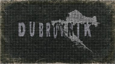 Hırvatistan Dubrovnik Retro Tipografi Haritası