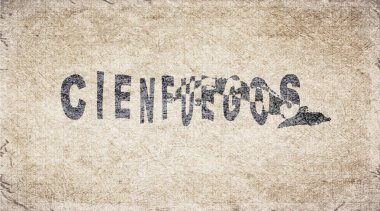 Küba Cienfuegos Retro Tipografi Haritası