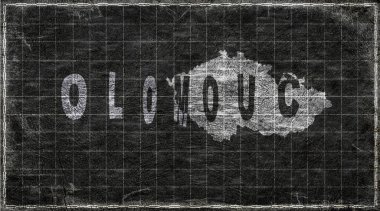 Çek Cumhuriyeti Olomouc Chalkboard Typography Haritası