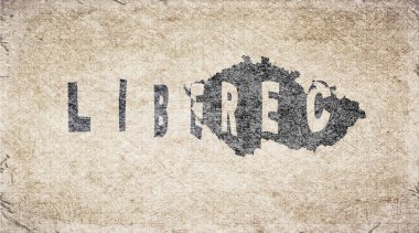 Çek Cumhuriyeti Liberec Retro Tipografi Haritası