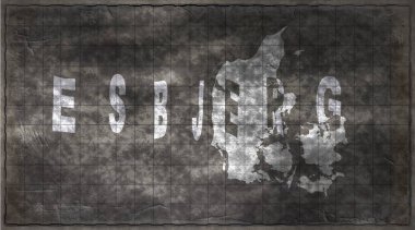 Danimarka Esbjerg Tebeşir Tahta Tipografi Haritası