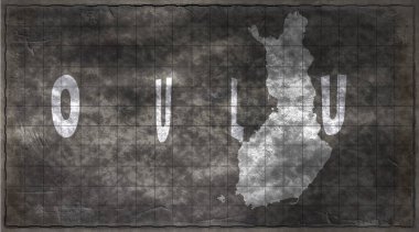 Finlandiya Oulu Tebeşir Tahta Tipografi Haritası