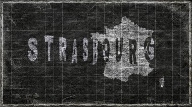 France Strasbourg Tebeşir Tahta Tipografi Haritası