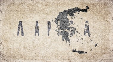 Yunanistan Larissa Retro Tipografi Haritası