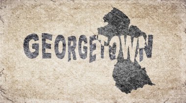 Guyana Georgetown Retro Tipografi Haritası