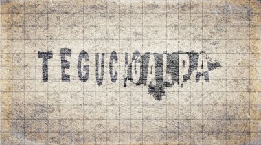 Honduras Tegucigalpa Retro Tipografi Haritası