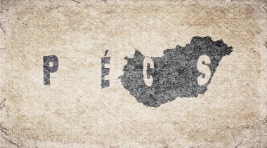 Macaristan Pecs Retro Tipografi Haritası