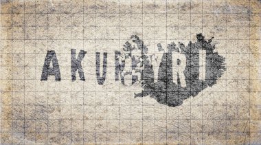 İzlanda Akureyri Retro Tipografi Haritası