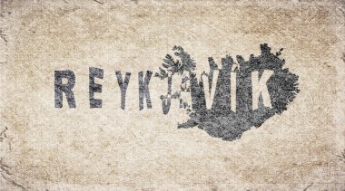 İzlanda Reykjavik Retro Tipografi Haritası