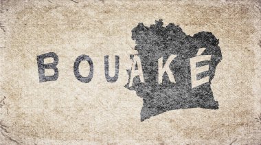 Fildişi Sahili Bouake Retro Tipografi Haritası