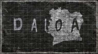 Fildişi Sahili Daloa Chalkboard Typography Haritası