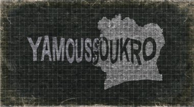 Fildişi Sahili Yamoussoukro Retro Tipografi Haritası