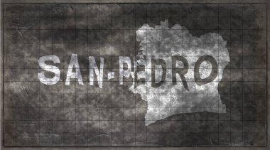 Fildişi Sahili San Pedro Chalkboard Typography Haritası