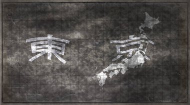 Japonya Tokyo Kiremit Tahta Tipografi Haritası